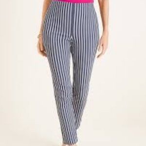 NWT Chico's BRIGITTE BLUE STRIPED ANKLE PANTS